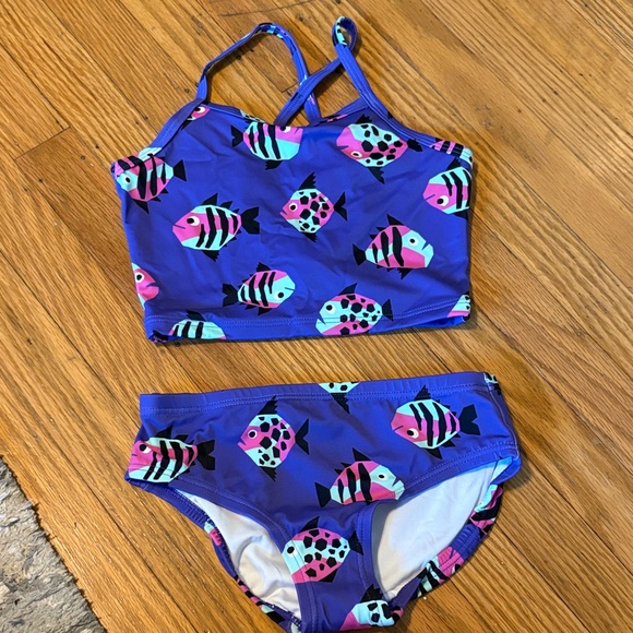 Hanna Andersson Fish Print Bikini - Blue and Pink - Picture 1 of 5